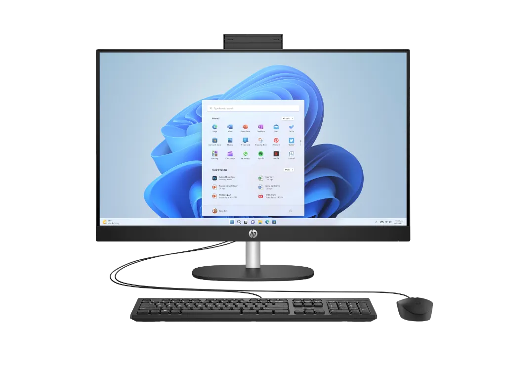 HP All-in-One 27" Inch FHD IPS Display, 13th Gen Intel Core i7 1355U, Iris X Graphics, 8 GB DDR4 RAM, 512 GB NVMe SSD, No OS, Bundle PC, Jet Black | 27-cr0086nh | 91H75EA (Azerty)