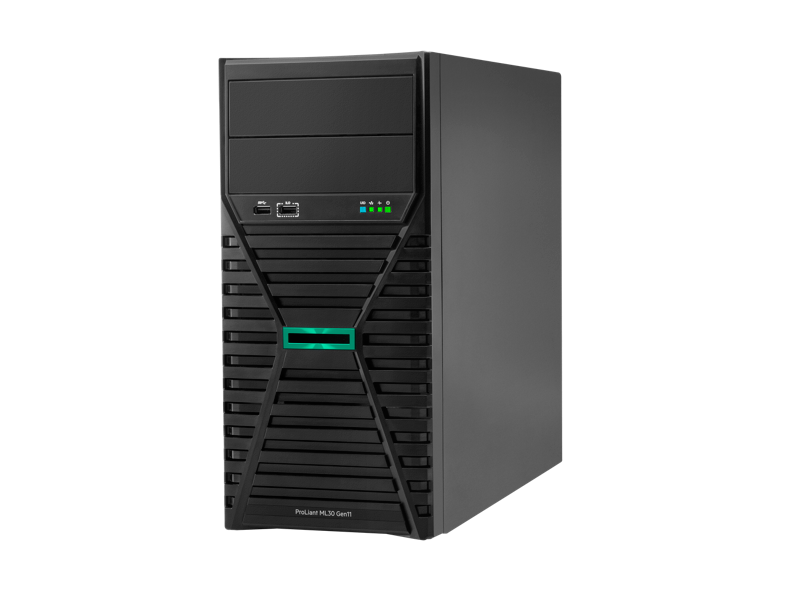 HPE ProLiant ML30 Gen11 Server, Intel Xeon E-2414, 32GB RAM, NO HDD, Ethernet 1-Gb Adapter with 4 Ports, Intel VROC SATA Software RAID, 350 W Power Supply | P71385-425