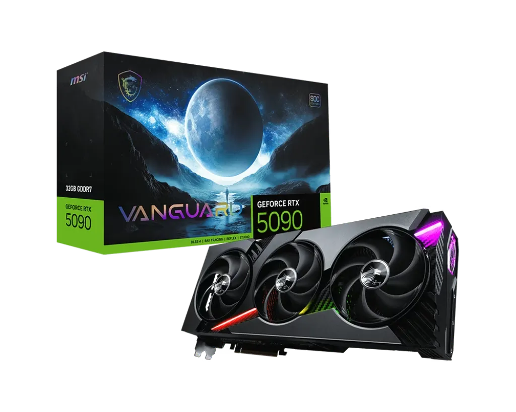 MSI NVIDIA GeForce RTX 5090 32G VANGUARD SOC Graphic card, 32GB GDDR7, 28 Gbps 512bit, 21760 CUDA CORES Units, 2527 MHz Extreme Boost, Blackwell Architecture | 912-V530-027