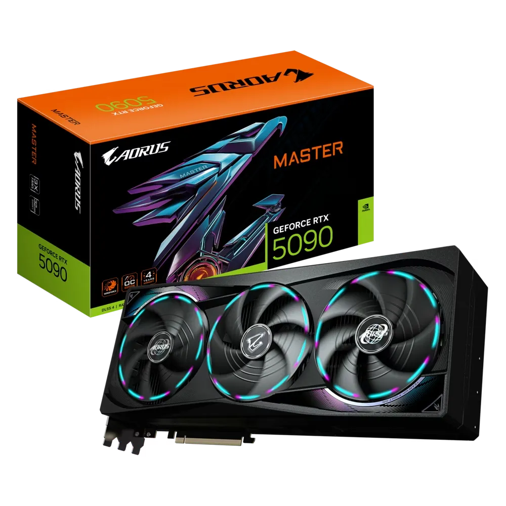 AORUS GeForce RTX 5090 MASTER 32GB GDDR7 NVIDIA Graphics Card, 28 Gbps 512 bit, 21760 CUDA Cores, PCI-E 5.0, LCD Edge View, Blackwell architecture and DLSS 4 | GV-N5090AORUS M-32GD