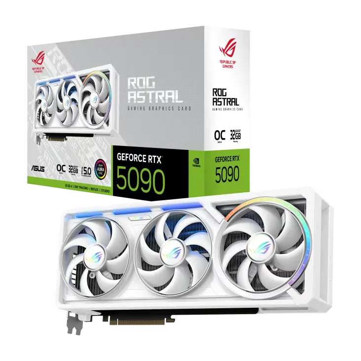 ASUS ROG Astral NVIDIA GeForce RTX 5090 32GB GDDR7 WHITE OC Edition Graphics Card, 512-bit 28 Gbps, 21760 CUDA Core, 3593 AI TOPs | 90YV0LWA-M0NA00