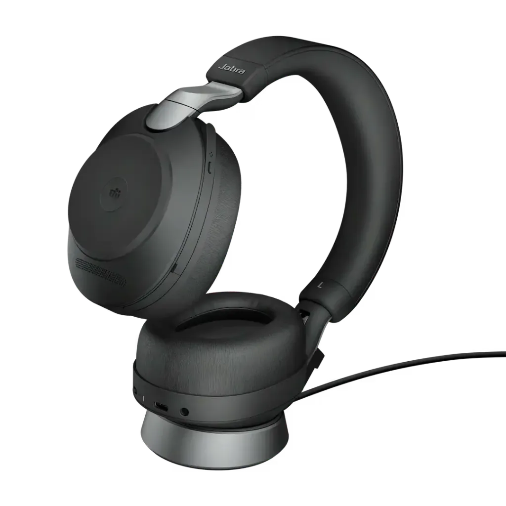 Jabra Evolve2 85 Link 390c MS Stereo Desk Stand Black Wireless Headset, Microsoft Teams Certified, Noise Cancellation, Over-the-ear Headband, Stereo | 28599-999-889