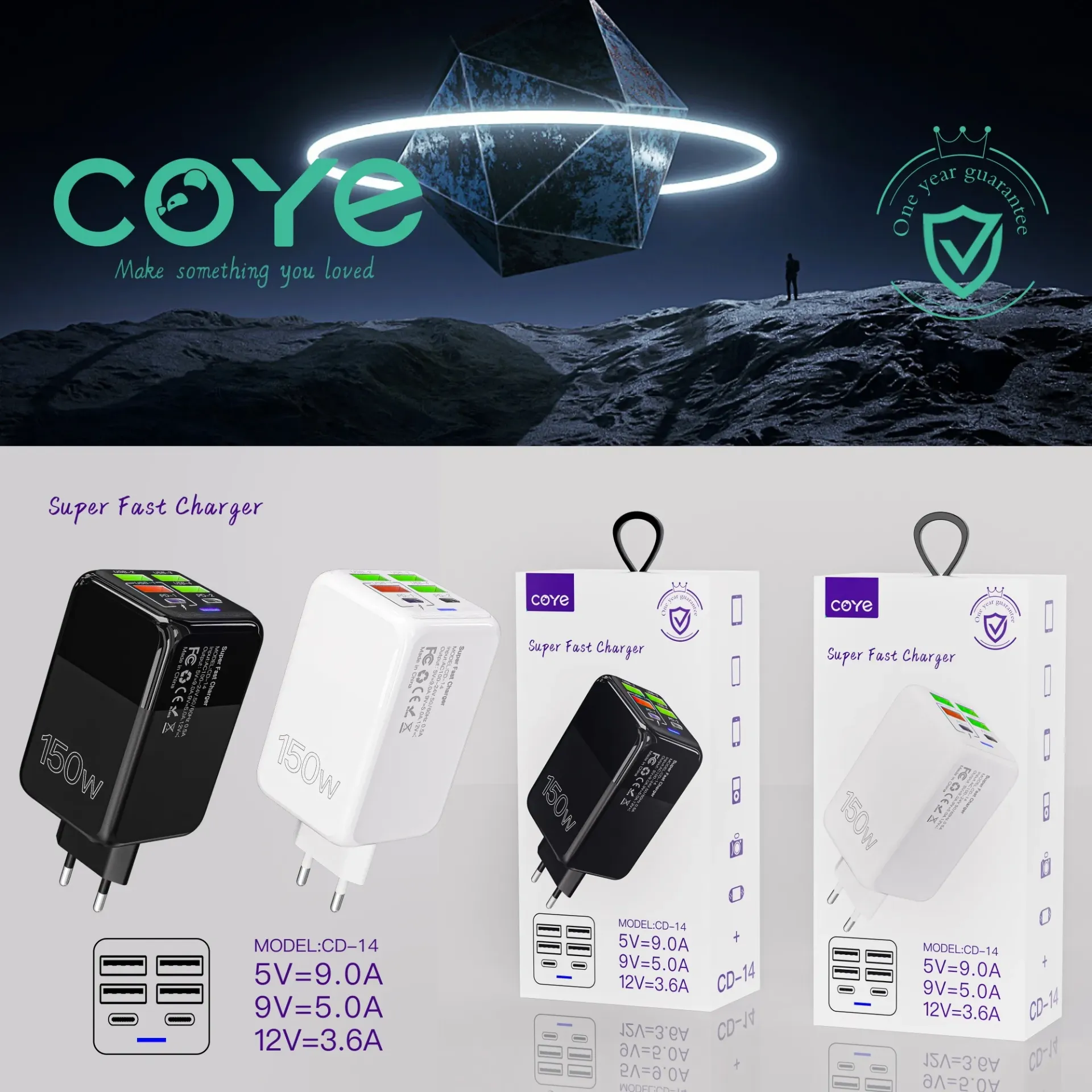 [COYE150W] 6928804012354] COYE SUPER FAST CHARGER 150W CD-14