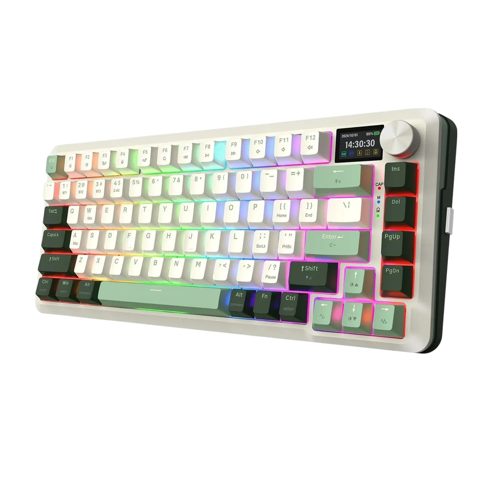 K708WLG-RGB-PRO REDRAGON FLEKACT PRO 3 MODES WIRED/2.4G WIRELESS/BLUETOOTH CONNECTIONS WITH LCD SCREEN GASKET MOUNTED MECHANICAL KEYBOARD EAN - 6950376729439